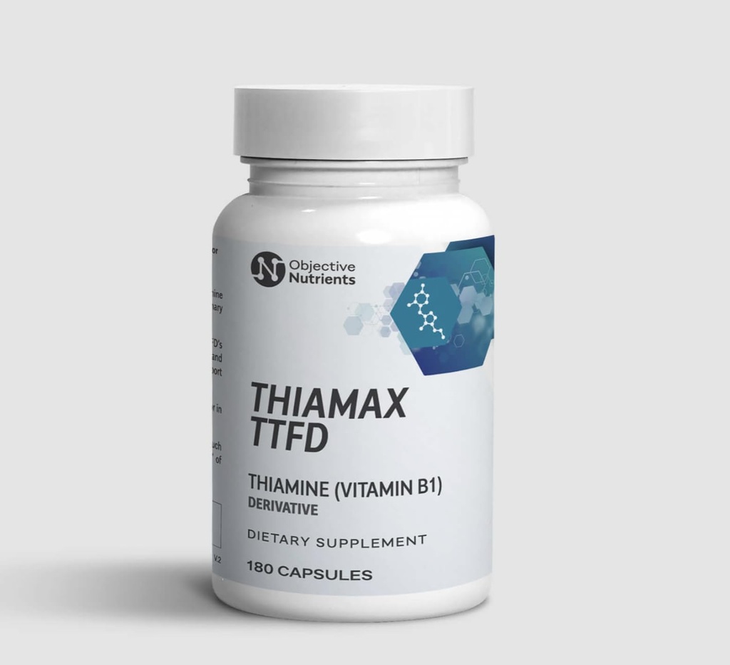 Thiamax vitamin B1 (Thiamin TTFD), den opprinnelige, ingen giftige fyllstoffer, støtter energimetabolisme, høy dose, tredjepart testet, alle aktive ingredienser 100 mg, 180 teller