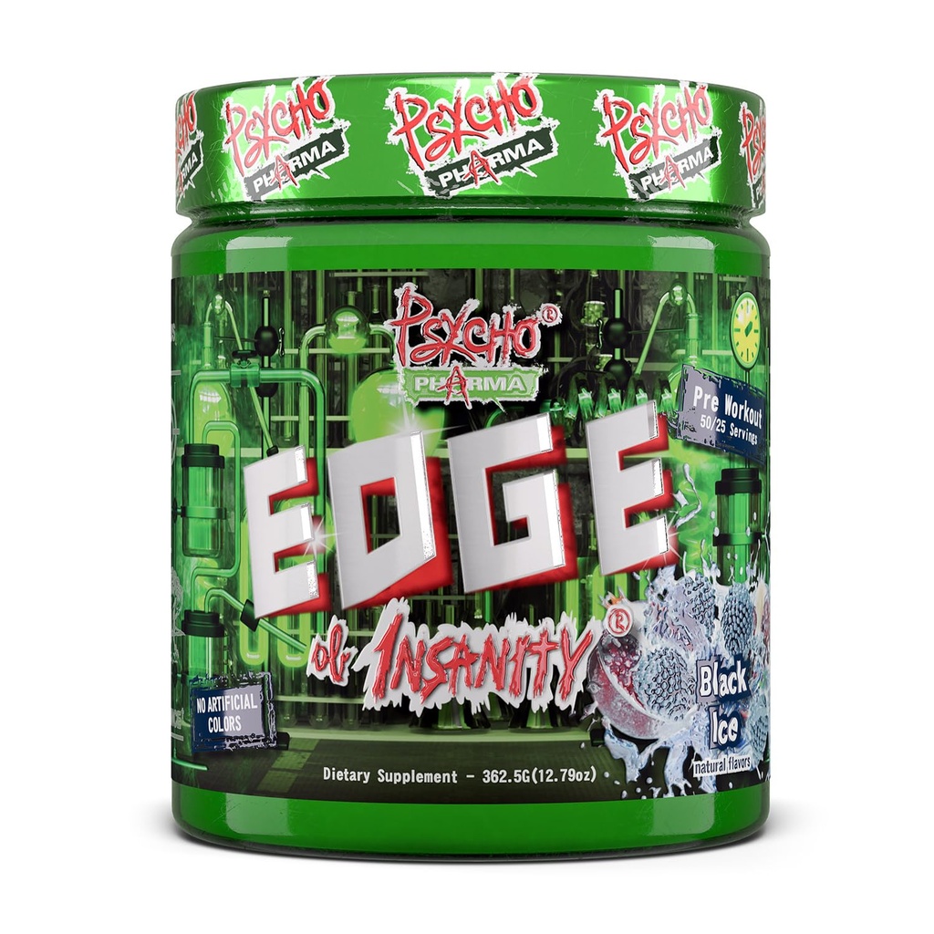 Psycho Pharma Sterkeste høy stimul preworkout pulver - kant av insanitet - mest intens pre trening kosttilskudd for pumper, styrke, energi og føler godt fokus. Rivaler Berømte PWOs fra fortiden