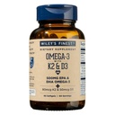 Wiley's Finest Wild Alaskan Fish Oil vitamin K2 & D3 Softgels - 500 mg EPA og DHA Omega-3s for bein og hjerte helse støtte - 60 Softgels (60 serveringer)