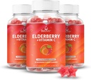BeLive Elderberry Gummies med sink og vitamin C - Immun Support Supplement med vitamin D, A, E, B12 - Gummies for sunne bein og tenner, Vegan, keto og ikke-GMO - bringebær flavor | 3-Pack