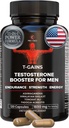 Anabol Booster & Muscle Builder, T-GAINS Testosteron Supplement for menn, TRT Test Booster & Estrogen Blocker, HGH Kosttilskudd for menn - Tongkat Ali Fadogia Agrestis for muskelvekst, 120 Caps