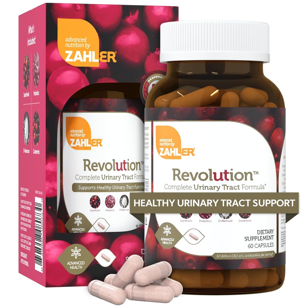 Zahler Revolusjon - Komplet Womens urinveistrakt Health Formel med probiotika - UTI piller - 1200mg D-Mannose og Cranberry Supplement - urinveistrakt infeksjon støtte for kvinner (60 kapsler)