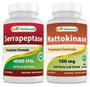 Beste Naturals Serrapeptase 40000 SPUs & Nattokinase 100 Mg