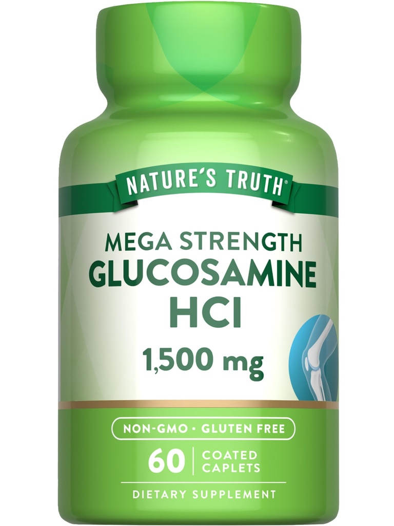 Naturens sannhet glukosamin HCI 1500mg | 60 kapell | Mega styrke | Ikke-GMO & Glutenfri Supplement