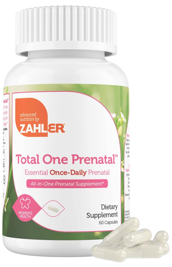Zahler - Totalt ett prenatal vitaminer for kvinner (60 greve) Daglige multi vitamin prenataler med folsyre, jern, sink og 19 andre essensielle vitaminer og mineraler - Kosher Pre Natal Multivitamin Kapsler