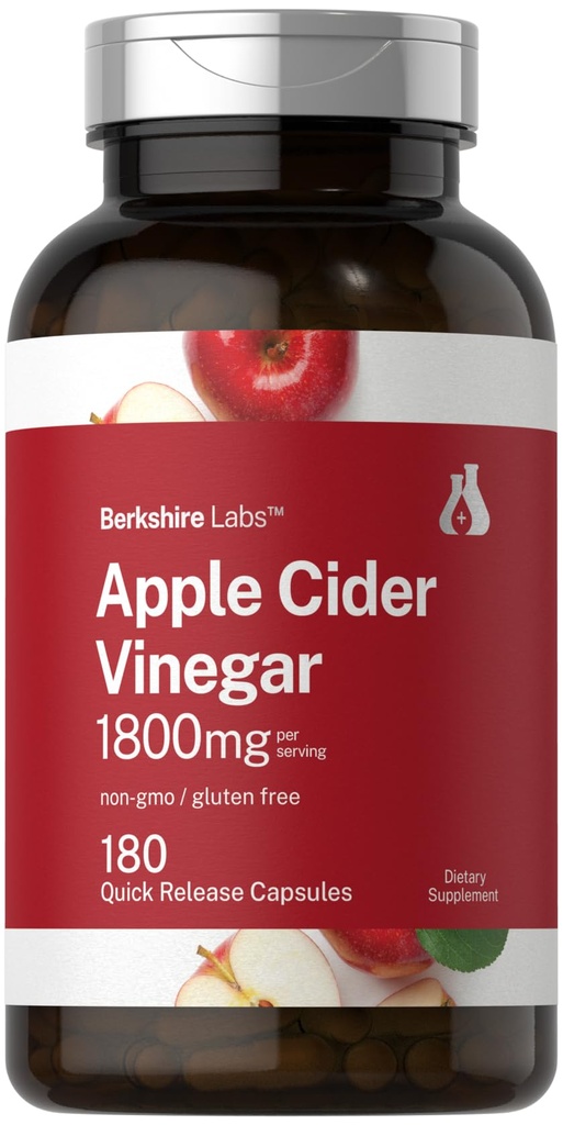 Horbaach Apple Cider Vinegar Capsules | 1800 mg | 180 greve | Ikke-GMO, Glutenfri Supplement | av Berkshire Labs