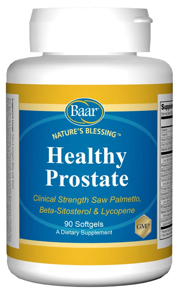 Baar Naturens velsignende sunne prostate softgels, klinisk styrke så Palmetto, Beta-Sitosterol og Lycopen, 90 Softgels