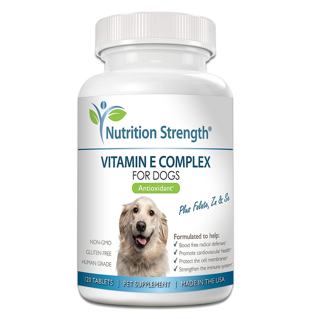 Vitamin E for hunder, fremme kardiovaskulær helse, støtte cellemembraner, vitamin E-kompleks til å øke hunden immunsystem Plus sink, selen, folat, lakseolje, 120 Chewable tabletter