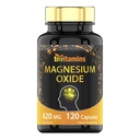 Tnvitaminer Magnesium Oxid 420mg - 120 kapsler | 4 måneders forsyning! 100% daglig verdi av magnesiumoksid i én kapsel | Oxido de Magnesio | Ikke-GMO, laget i USA