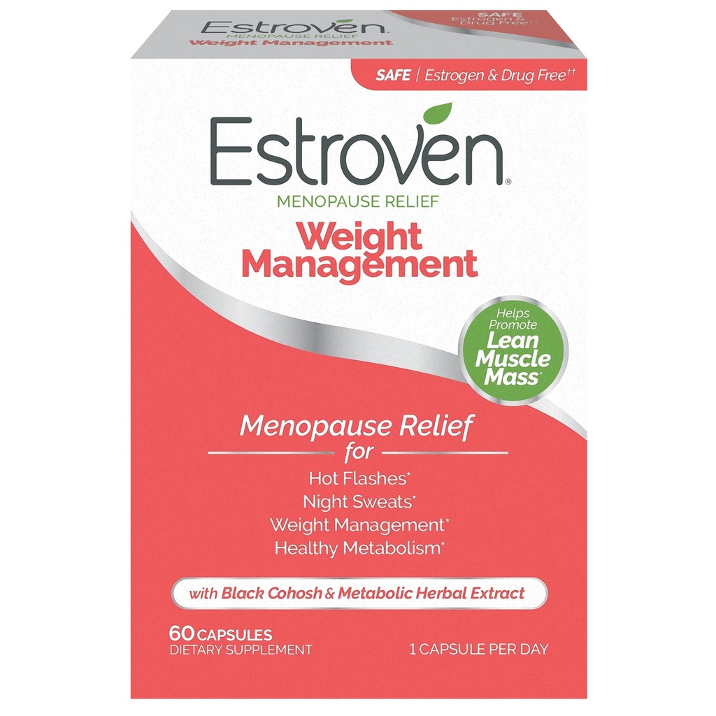 Estroven vektstyring for Menopause Relief - 60 Ct. - klinisk bevist ingredienser hjelpe til å administrere vekt, gi nattsweets & Hot Flash Relief - Drug-free & Glutenfri
