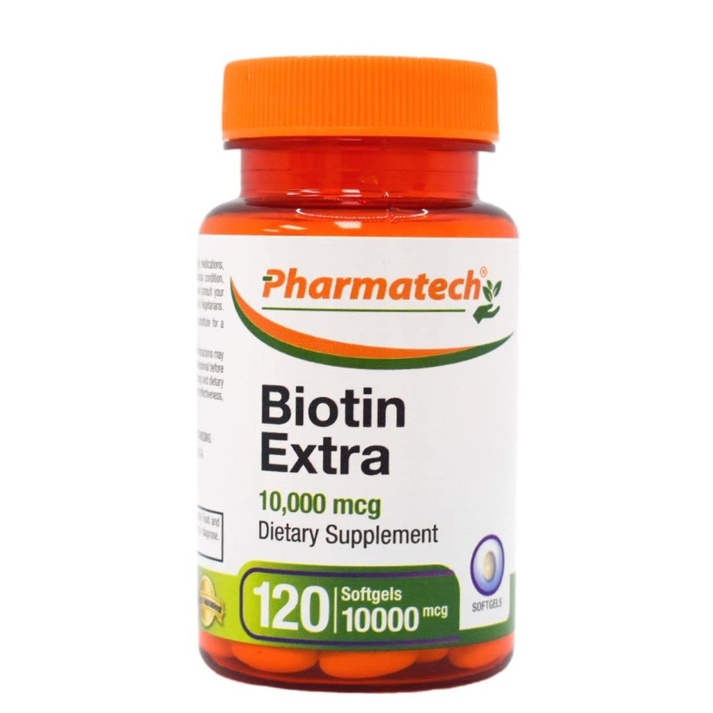 Biotin vitamin for hårvekst, Biotin 10000mcg, forbedrer hud og negler kvalitet, vitamin B7, Supplement for kvinner, Glutenfri, 120 Softgels