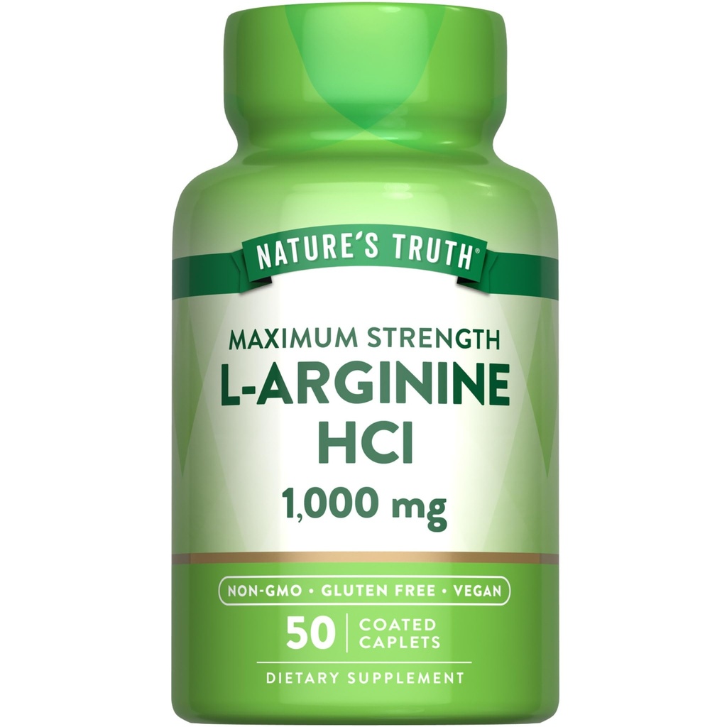 Naturens sannhet L-Arginine HCL 1000mg | 50 kapellene | essensielle Aminosyre Supplement | Vegan, ikke-GMO & Glutenfri Supplement