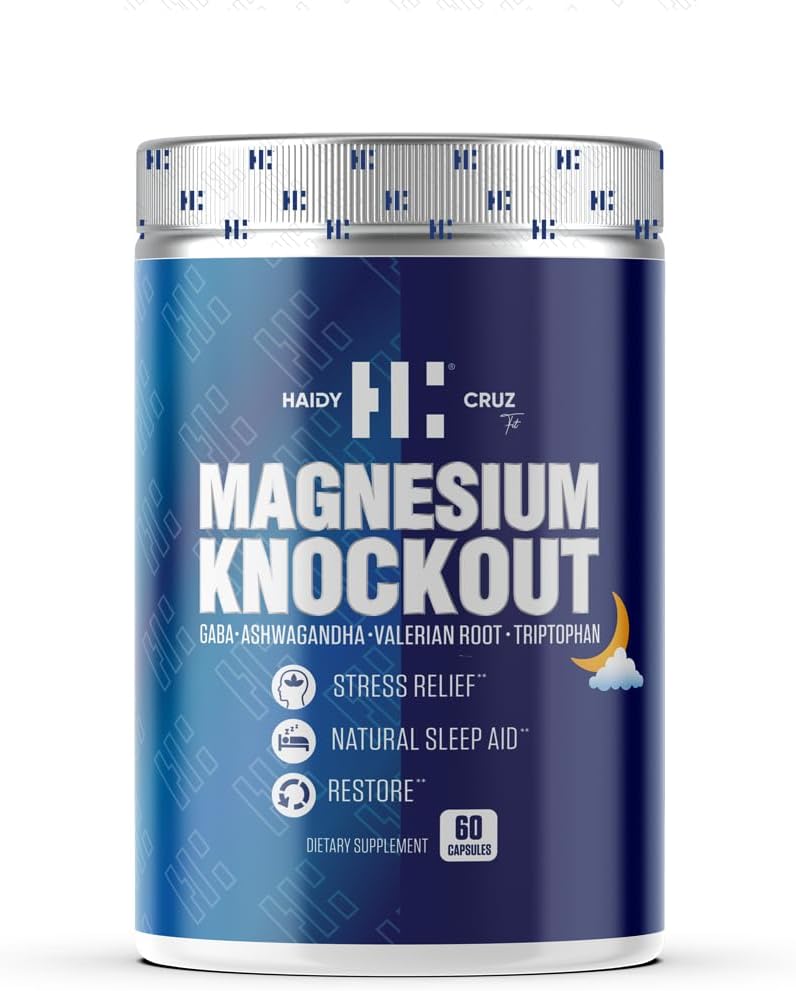 Haidy Cruz Fit Magnesium Citrat - naturlig søvnhjelp og Mood Enhancer Supplement - Metabolsk støtte, immunitet øke med Ashwagandha pulver (60 kapsler)
