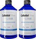 Colloidal Silver Liquid - 12 PPM Premium Silver Solution, 60 MCG Per Serving, Alle naturlige, vegan immunsystem støtte, ionisk sølv vann daglig Mineral Supplement (2-16 Fl oz flasker)