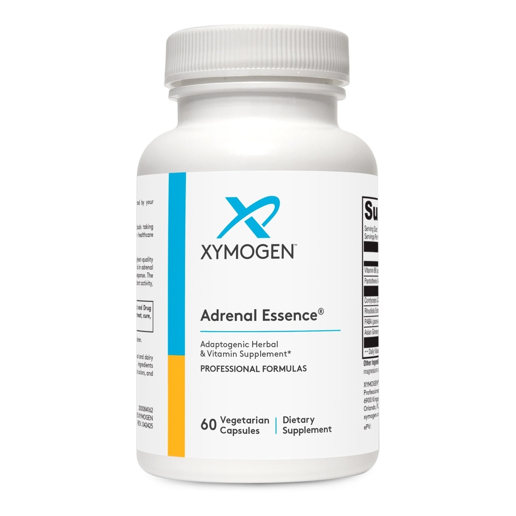 XYMOGEN Adrenal Essense - Adrenal støtte med Adaptogene urter (Cordyceps, Rhodiola Extract, Ginseng) + B vitaminer - Hjelper støtte sunn energinivå og sunn immunfunksjon (60 kapsler)