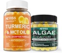 NEVISS Sukker Gratis Turmeric Curcumin Gummies + Marine Algae Kalsium Supplement 600mg, høy absorpsjon, Vegan