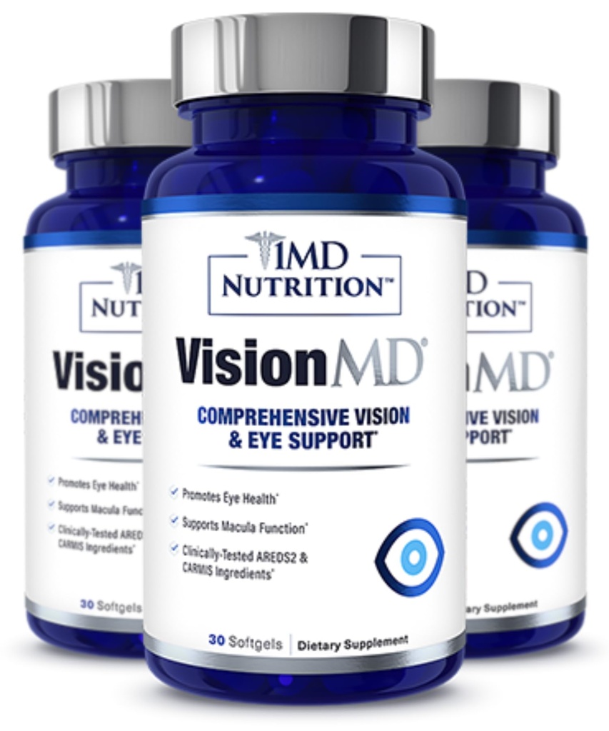 1MD Nutrition VisionMD Eye Vitamin CARMIS - med Lutein & Zeaxanthin | Støtter Vision Helse, Hver dag Øye Strain, og anledninger Tørr Øye | 90 Softgels (3-Pack)