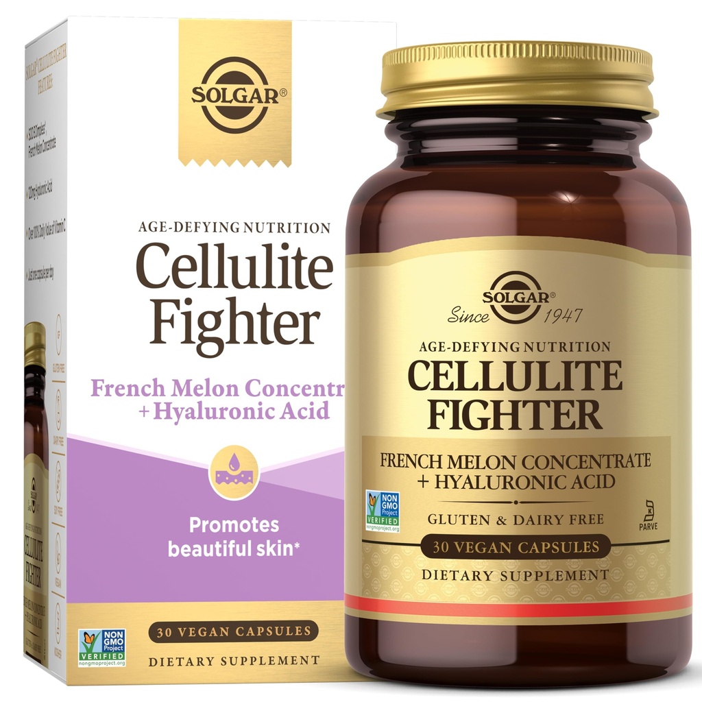 Solgar Cellulit Fighter Hud Vitamin og Mineral Supplement, støtte glatt hud med fransk melon konsentrat, hyaluronsyre og vitamin C Supplement, aldersforsvarlig ernæring for kvinner, 30 serveringer