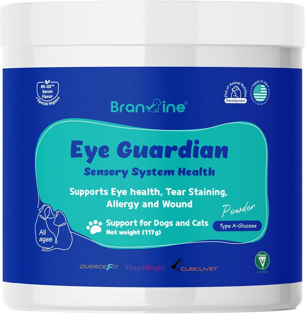 Eye Guardian for katter og hunder - støtter øyehelse, tear Staining, allergi og sår (117g) med maquiBright (normal vekt)