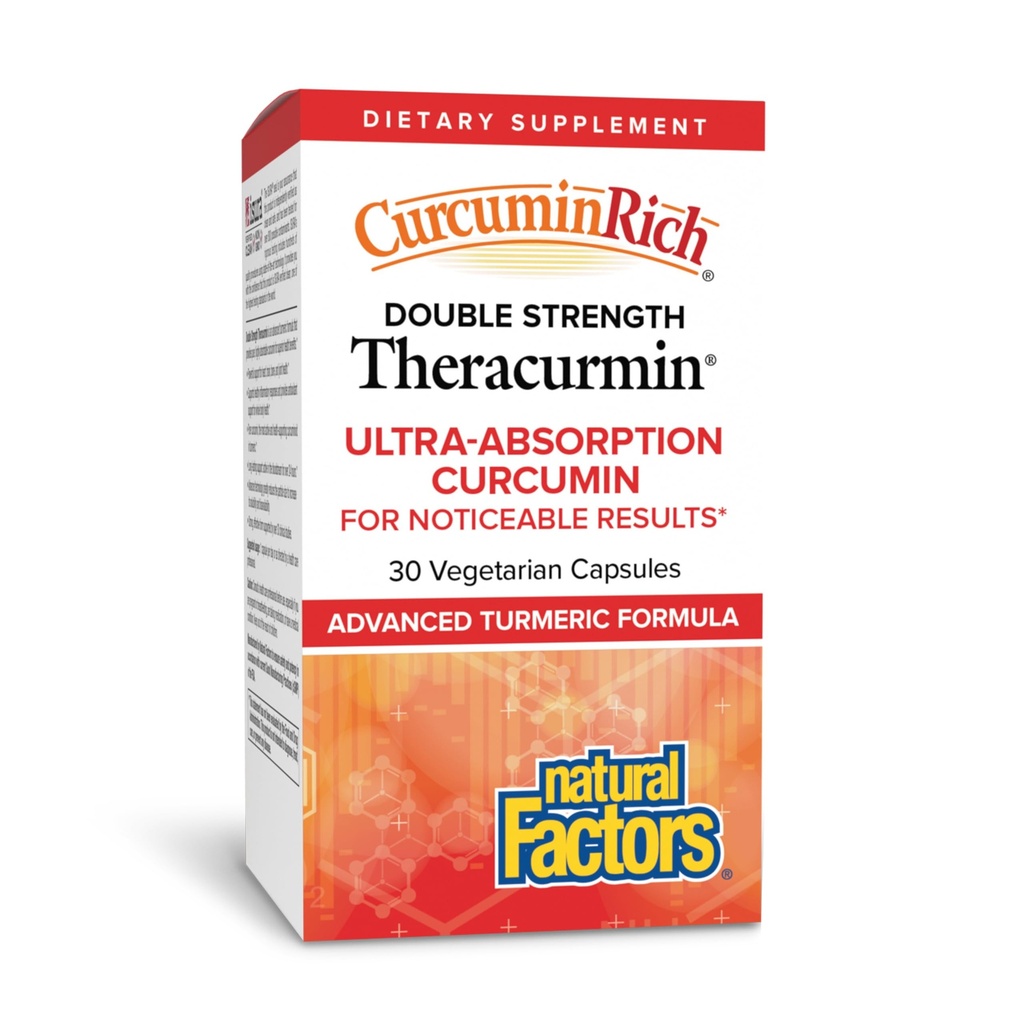 Naturlige faktorer, CurcuminRich dobbel styrke Theracurmin, 60 mg, bare 1 kapsel daglig, formulert for superabsorpsjon, 30 greve (pakke av 1)