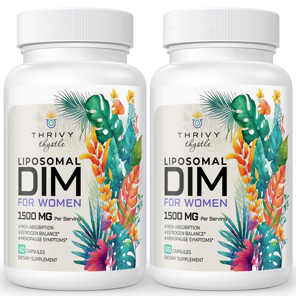 Liposomal DIM Supplement - 1500 mg kvinner DIM Supplement - Estrogen Supplementer Inneholder Vitamin E, Aften Primrose, Svart Cohosh, Omega-3 fettsyrer (2 Pack)