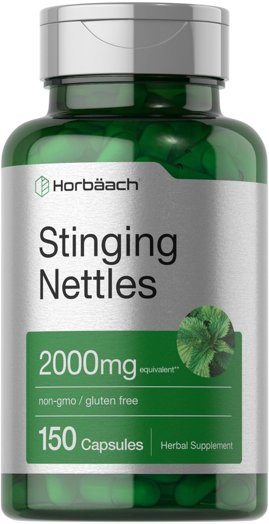 Horbäach Stinging Nettle Capsules 2000mg | 150 greve | Herbal Leaf Extract Supplement | Ikke-GMO, Glutenfri