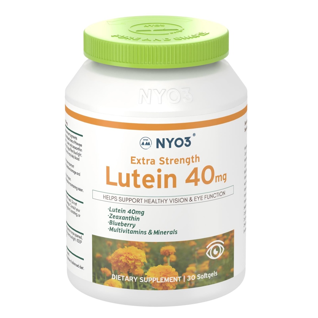 NYO3 Lutein & Zeaxanthin 40mg med blåbær, 30 Softgels Eyes Vitaminer og Mineral Supplement– Øye $ Visjon Helse | Antioksidant Support