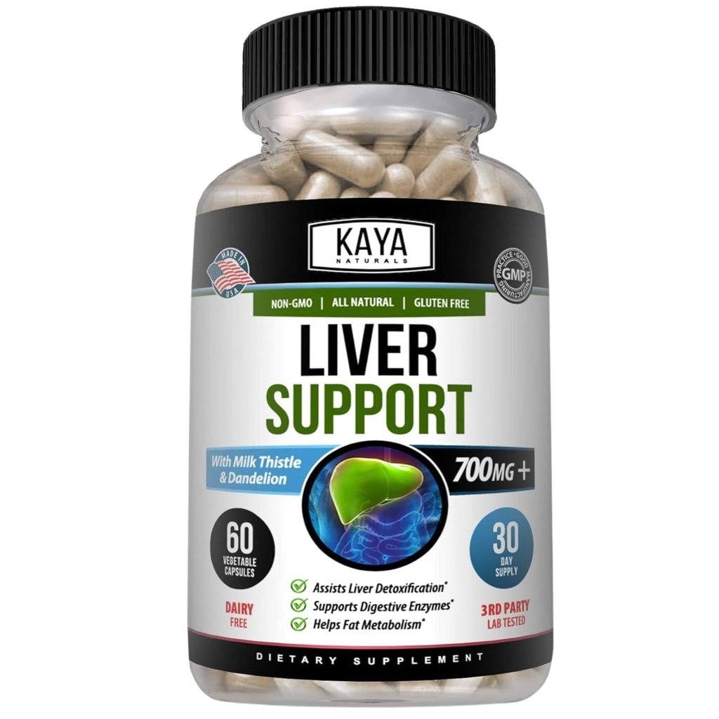 Kaya Naturals Liver Cleanse Detox & Repair - Melk Thistle Supplement - Liver Detox for kvinner og menn - Artichoke Extract og Dandelion Root Capsules - 60 Count