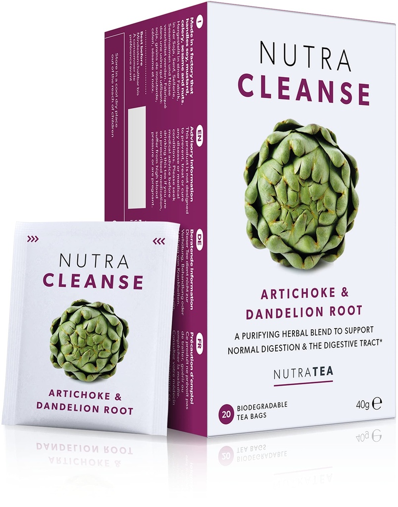 Nutra Tea NUTRACLEANSE - Detox Tea | Colon Cleanse Tea Bags - Full Body Detox Cleanse – Inkluderer Dandelion Root & Burdock Root - 20 Individuelt innpakkede poser - Herbal Teas (1 pakke)