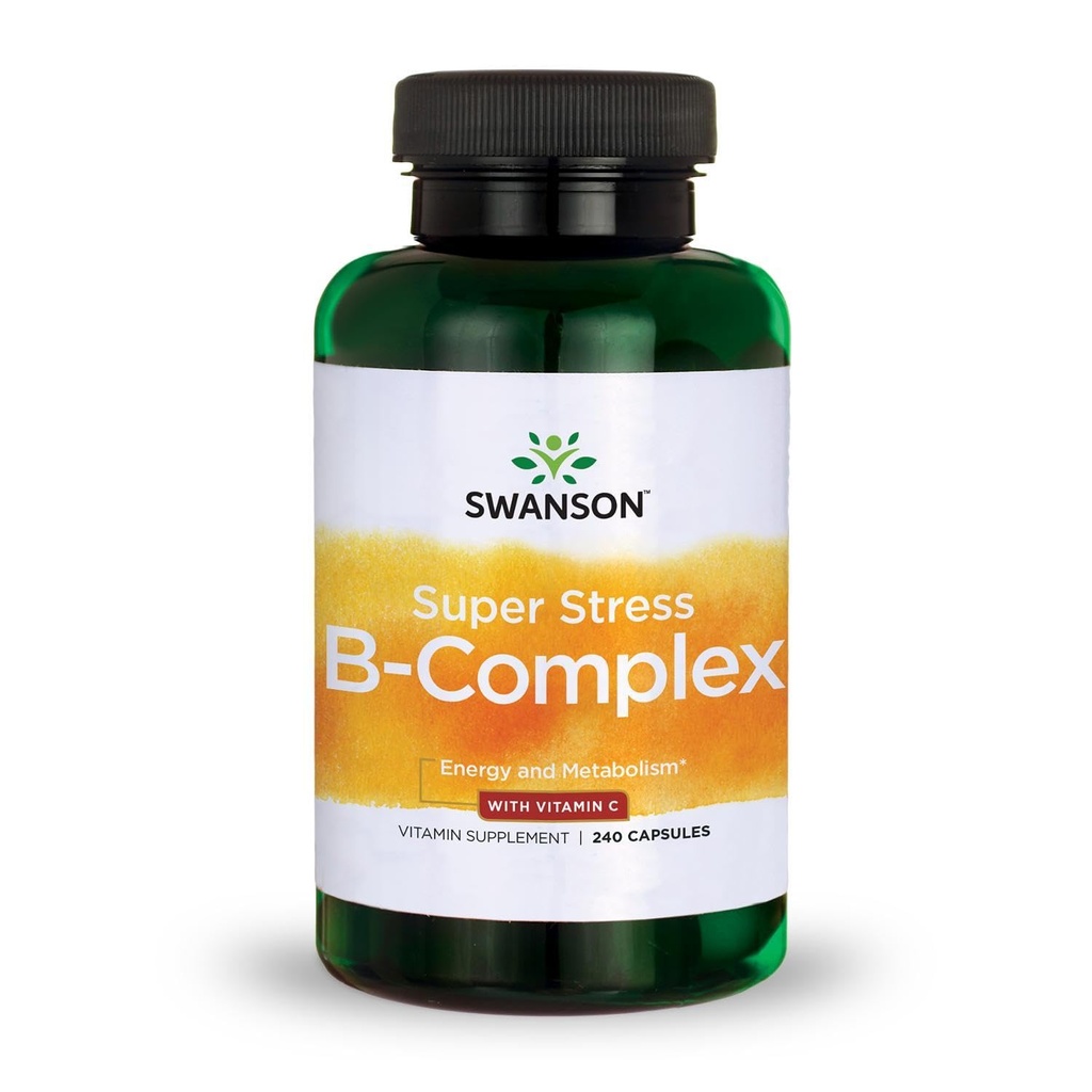 Swanson Super Stress B-Complex - vitamin Supplement - Formel for sunn energinivå - (240 kapsler)