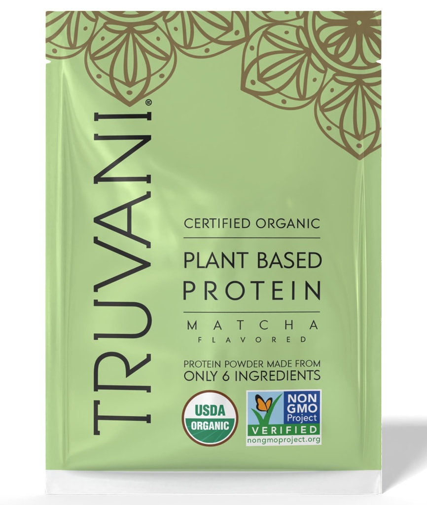 Truvani Vegansk Era Protein pulver | Matcha | 20g Organic Plant Basert Protein | 1 servering | Keto | Gluten & Dairy Free | Lavkarbohydrat | Nei Lagt sukker