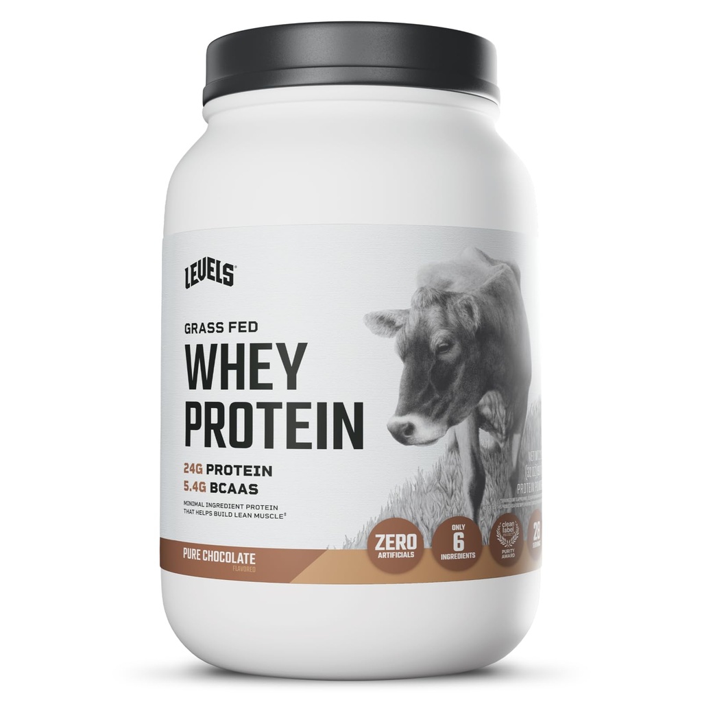 Nivåer Grass Fed Whey Protein pulver, Ingen kunstige stoffer, 24G protein, ren sjokolade, 2LB