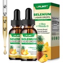 2 pakke selen flytende dråper, 200mcg flytende selen Supplement med vitamin C & sink, støtte for immunsystem, antioksidant og hjertehelse, høy absorpsjon, Pineapple Flavor