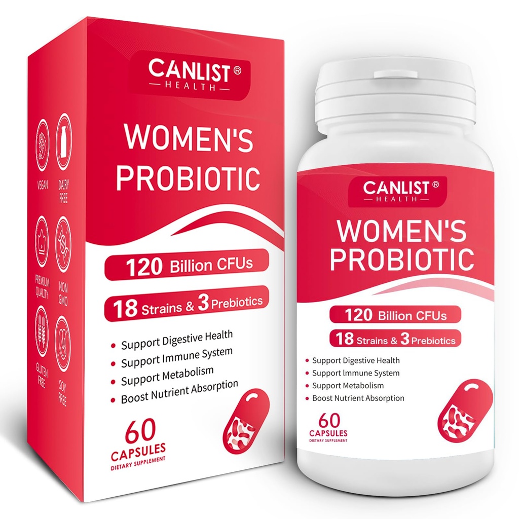Kvinners Probiotika120 Million CFUs 18 Strains 3 Prebiotika & Digestive Enzymer Inneholder organisk prebiotiske Cranberry Kvinners helse Digestive & Immune Support Non-GMO Soja Gluten Dairy Gratis
