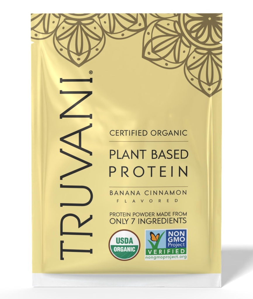 Truvani Vegansk Era Protein pulver | Banan kanel | 20g Organisk Plante Basert Protein | 1 Servering | Keto | Gluten & Dairy Gratis | Lavkarbohydrat | Nei Lagt sukker