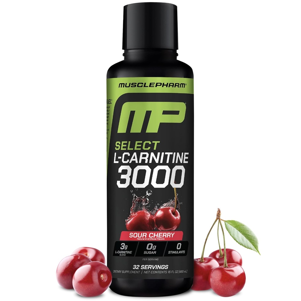 Muskel Pharm L-karnitin 3000, Den ultimate flytende L karnitin Supplement for høy-performance, støtter metabolisme, Hydration & energi, null sukker, lav kalorier, sur Cherry Flavor, 32 serveringer