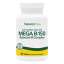 Natures Plus Mega B150 Kompleks, utgivelse - 60 vegetariske tabletter - Maksimal potens B kompleks vitamin Supplement - Glutenfri - 60 Services