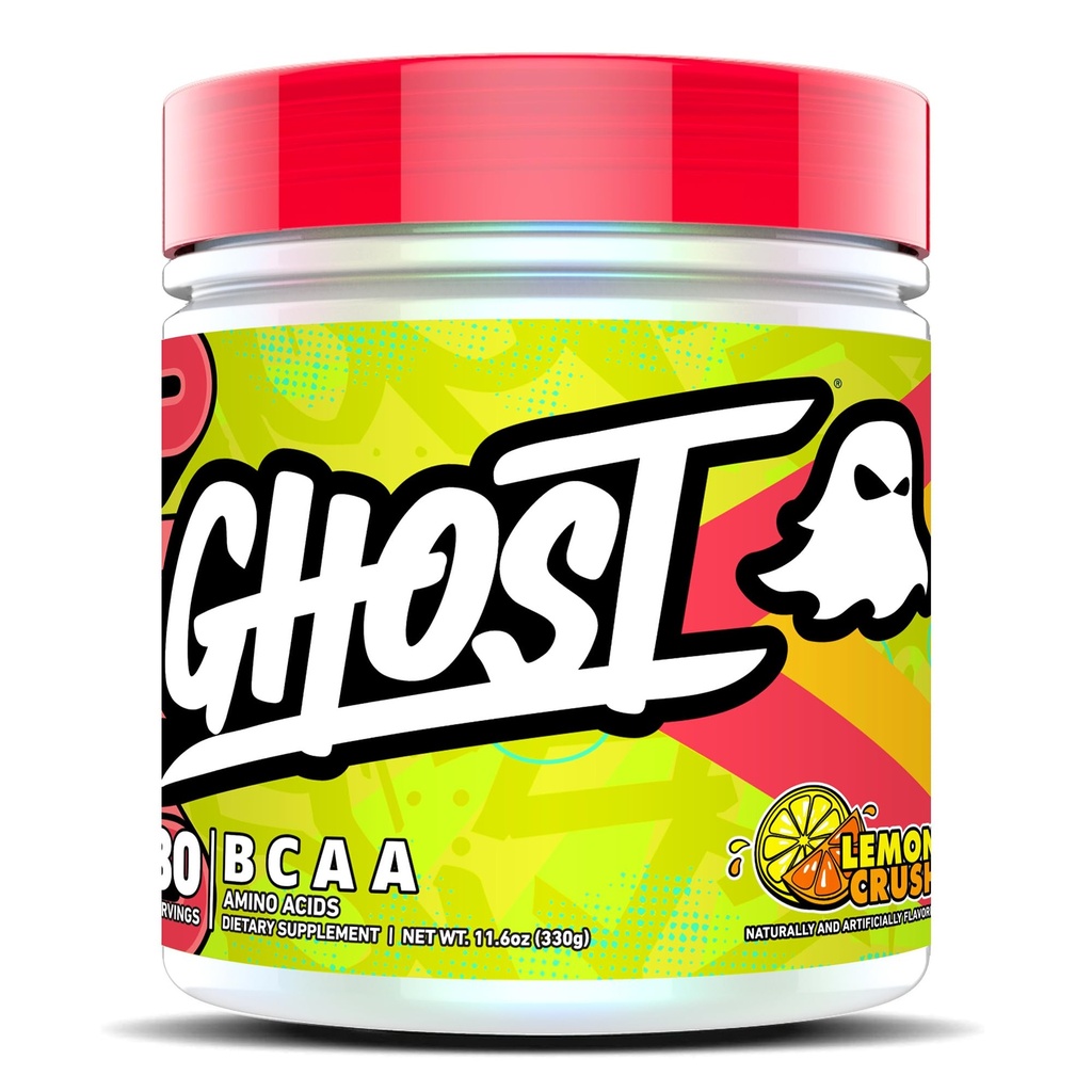 GHOST BCAA pulver Aminosyrer Supplement, sitron Crush - 30 serveringer - sukkerfri intra, post & pre trening Amino pulver & gjenopprette drikke, 7G BCAA