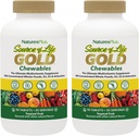 NaturesPlus Kilde til livsgull multivitamin - 90 Chewable tabletter, pakke med 2 - med vitaminer D3, B12, K2 og mer enn 120 hele matvarer - blod, bein og immunstøtte - Glutenfri - 60 Total Services