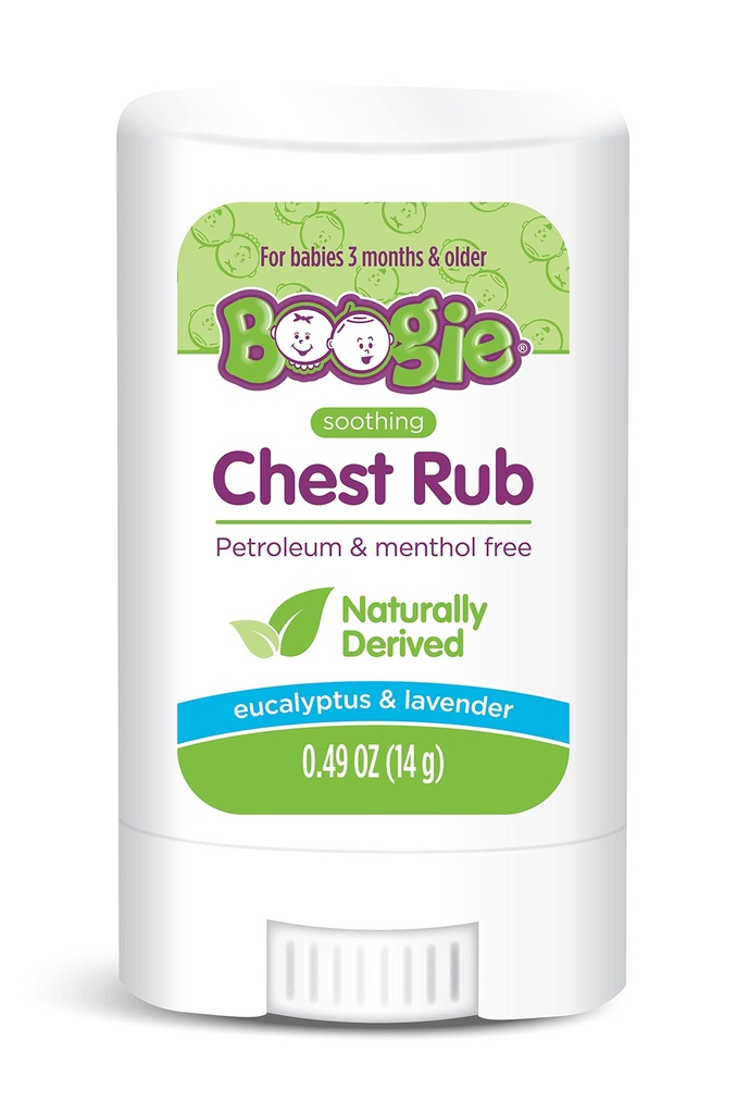 Boogie Chest Rub Stick for beroligende relief, petroleumsfri, USDA organisk, naturlig avledet, Soothing Eucalyptus og Lavender, 0,49 oz (pakke med 1)