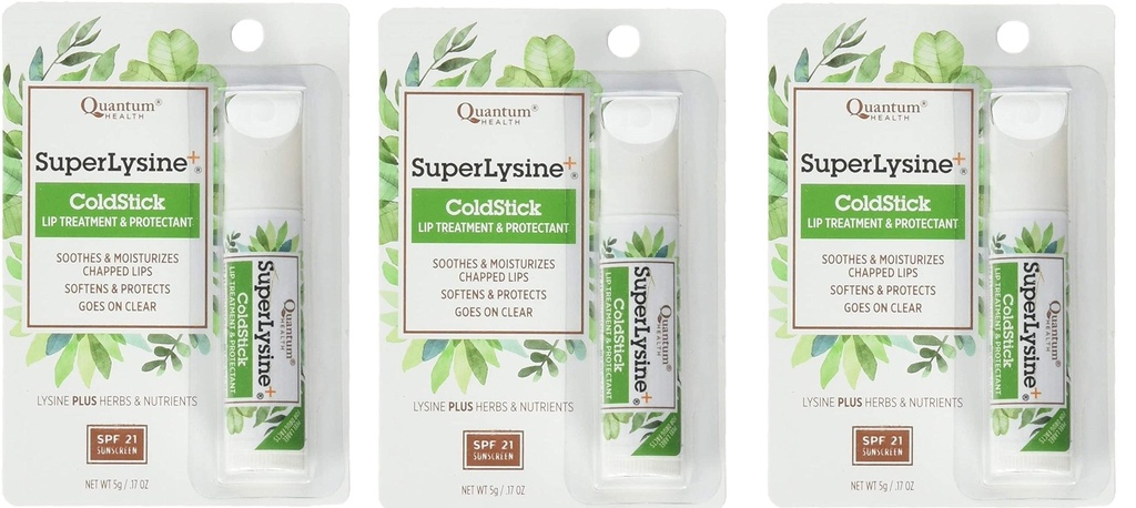 Super Lysine Plus+ ColdStick, SPF 21, Regular 0.18 oz (pakke med 3) av Quantum Research
