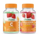Livlig vitamin C 1050mg + kollagen & vitamin C, Gummies Bundle - Great Tasting, vitamin Supplement, Glutenfri, GMO Gratis, Chewable Gummy