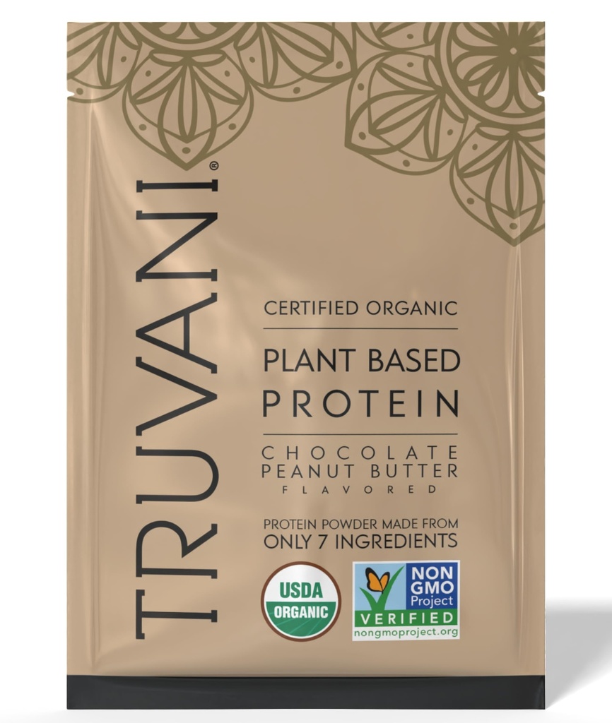 Truvani Vegan Pea Protein Powder | Sjokolade Peanut Smør | 20g Organic Plant Basert Protein | 1 Servering | Keto | Gluten & Dairy Gratis | Lavkarbohydrat | Nei Lagt sukker