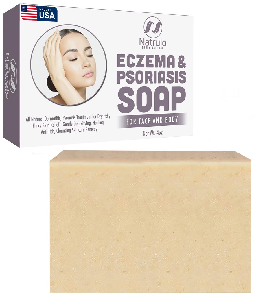 Eczema Soap Bar for ansikt og kropp - All naturlig dermatitt, Psoriasis behandling for tørr kløe Flaky Hud Relief - Gentle Detoxifying, Helbredelse, Anti-Tykk, Renser hudpleie Remedy - Eczema Soap Bar