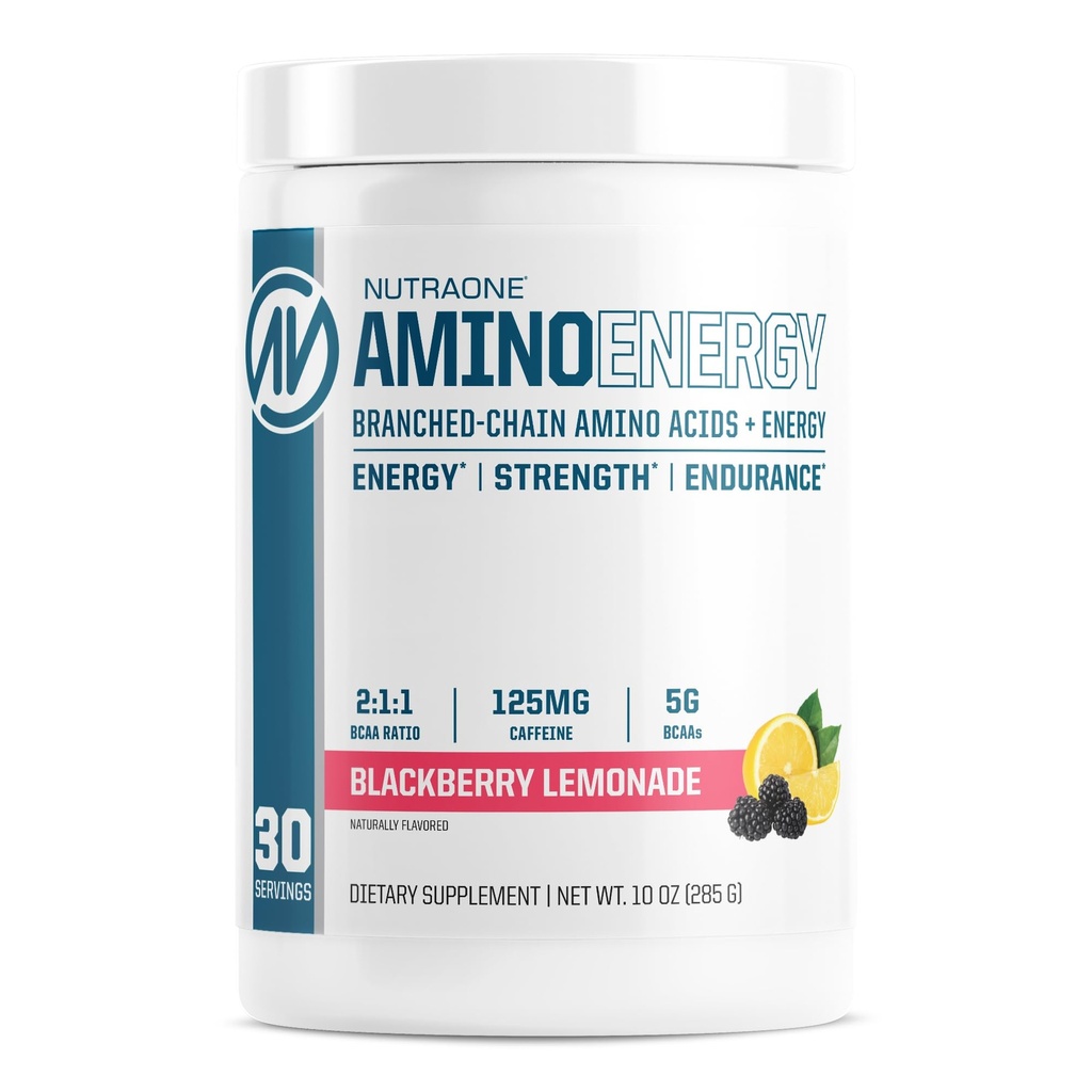 NutraOne Amino Energi BCAA pulver pre-workout Supplement med koffein grened kjede Aminosyrer for å hjelpe drivstoff og gjenopprette* (Berry Lemonade - 30 serveringer)