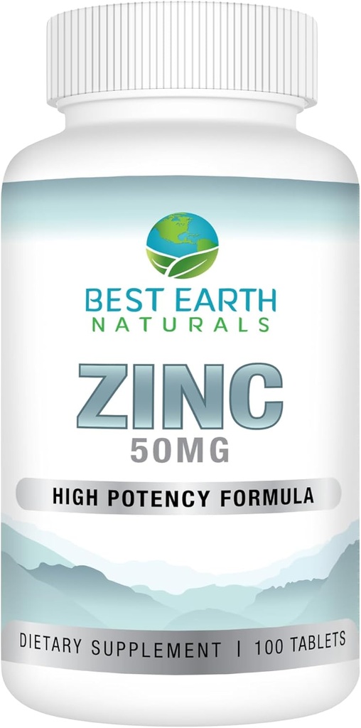 Beste Jord Naturals 50 Mg Sink Kosttilskudd - Immun Support Supplement - høy styrke naturlig antioksidant - 100 tabletter (100 dag-supply)
