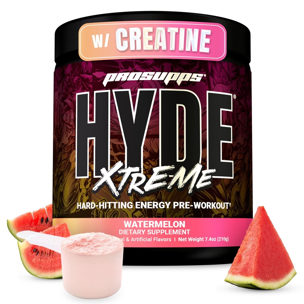 PROSUPPS Mr. Hyde Xtreme Pre Trening pulver med kreatin, Beta Alanine og kaffeine Ekstrem energi, pumper, fokus og ytelse - Fitness & Gym kosttilskudd for menn og kvinner (Watermelon, 30 Services)