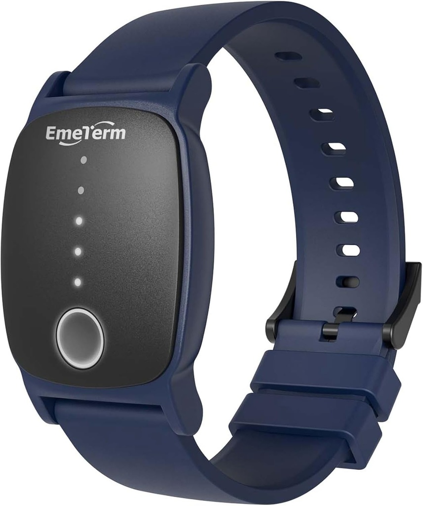 EmeTerm Utforsk FDA-slettet Anti-Nausea Wristband IP67 Vanntett Morgenbevegelse Sykhet Relief Band Oppladbar Klassisk Rem Design Drug Gratis Ikke-Drowsy uten bivirkninger Navy Blå