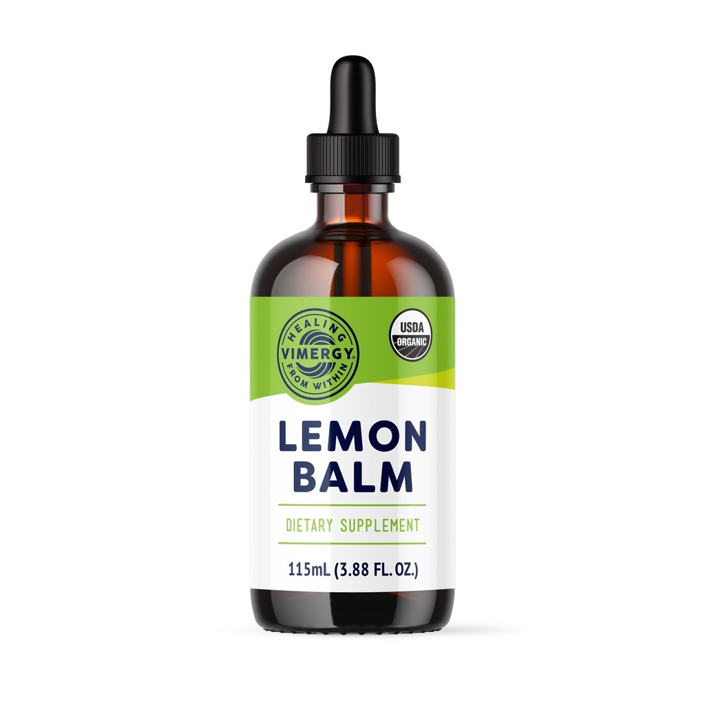 Vimergy USDA Organic Lemon Balm Tinkture Herbal Supplement – Kan brukes i te - Ikke-GMO, alkoholfri –115 ml (1 ml/Serving)