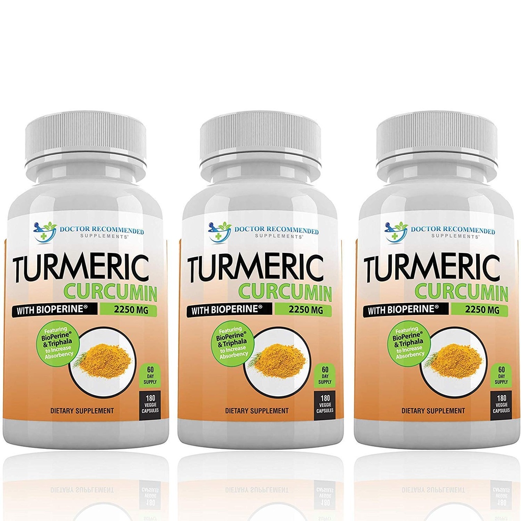 Turmeric Curcumin med Bioperine og Triphala - 2250mg / d - 540 Veggie kapsler med svart pepper ekstrakt -Turmeric Supplement